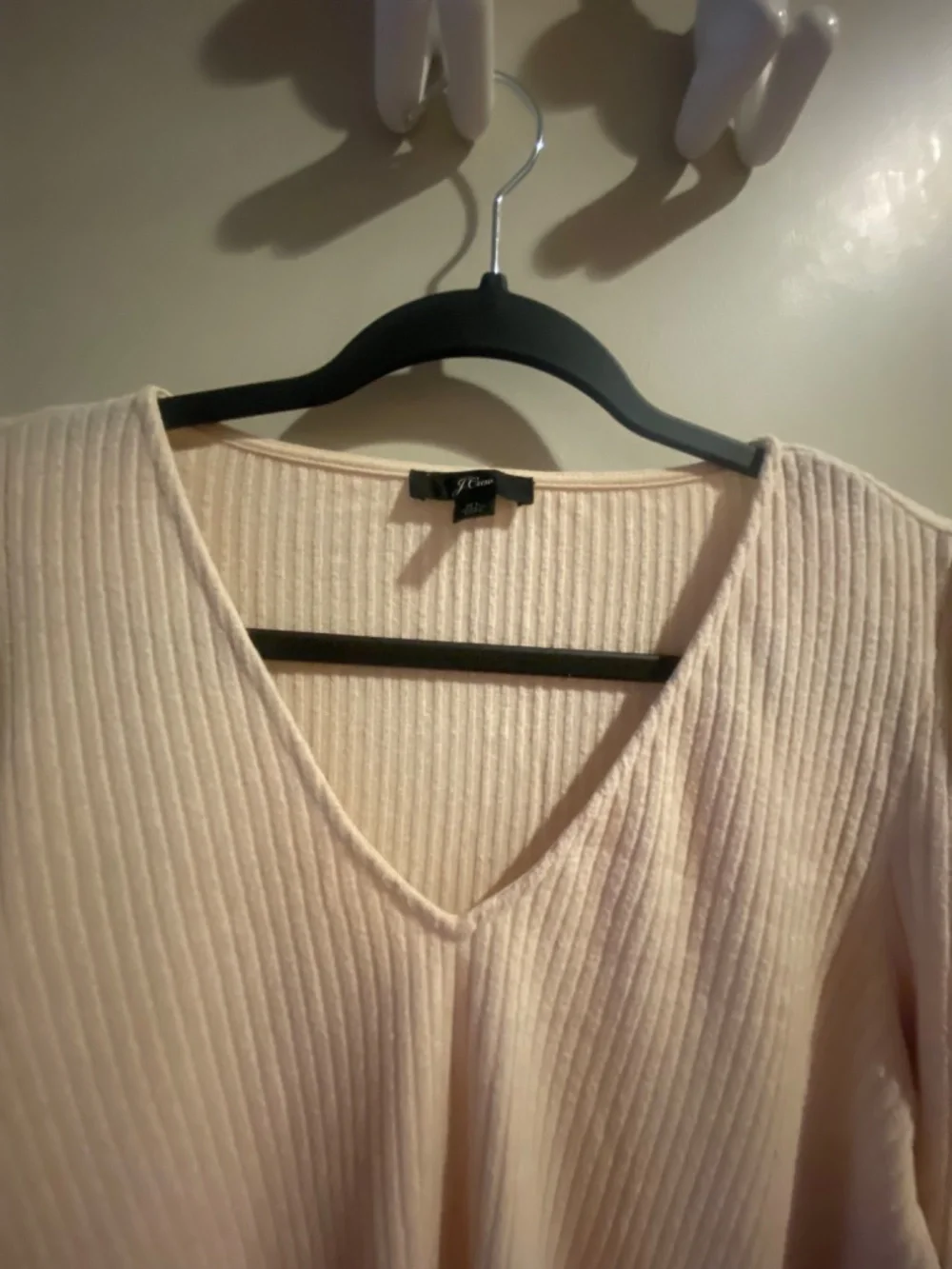 J. Crew Puff-Sleeve V-Neck Top In Soft Rib, XL